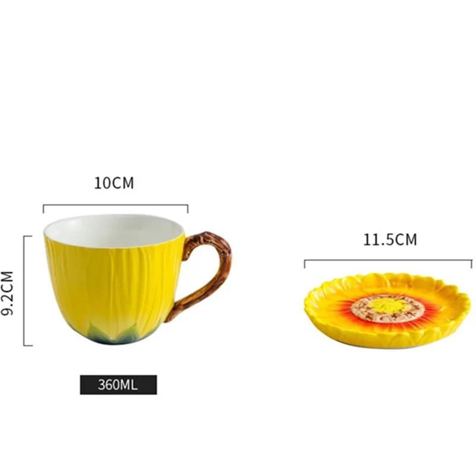 Teetassen-Sets Home Office Große Kapazität Tasse Kreative Keramik Sonnenblumen Becher Frühstück Milch Mit Deckel Paar Nachmittag Tee Kaffee Set Reise-Teeset