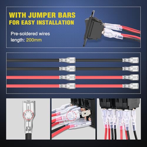 Image of Nilight 2 Gang ON-Off Switch Panel 4 PIN DPST Toggle Switches 12V 20A Black | Anodized Aluminium Shell Bracket with Screws Ternimals Jumper Wires Set for Cars Trailers Boats RV Camper