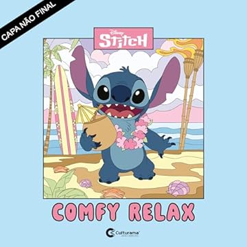 Capa do livro Stitch Comfy Relax - Livro de colorir adulto com personagem da Disney!