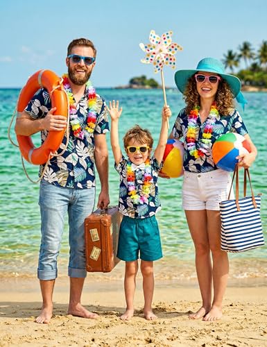 Image of JunNeng Toddler Baby Boy Shorts Sets Hawaiian Outfits,Summmer Hawaiian Shirt+ Elastic Shorts Vacation Clothes