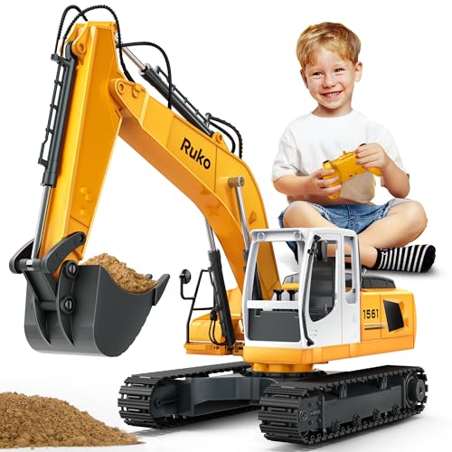 Ruko 1561 RC Excavator 3 in 1 Construction Toys for Boys, 17 Channel Remote Control Vehicles with...
