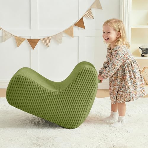 Image of DAICO Kids Bean Bag Chair Green, Ultra-Soft Toddler Bean Bag Sofa with Handle, Small Toddler Comfy Reading Lounger Foam Chairs for Playroom or Bedroom - Birthday Gift for Boys and Girls, Washable