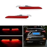 GTINTHEBOX (2) 3D Optic Red LED Rear Bumper Reflectors Brake Tail Light, Rear Fog Lighting Lamps Kit For Lexus RC NX IS-F or RX GX, etc