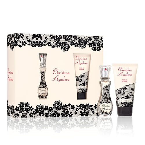 Christina Aguilera - Signature 2-Piece Gift Set; Floral Amber Fragrance; Black Currant Tea Peony Petals & Amber; Exotic Radiant & Glamorous 150 ml Womens Shower Gel + 30 ml Eau de Parfum For Women