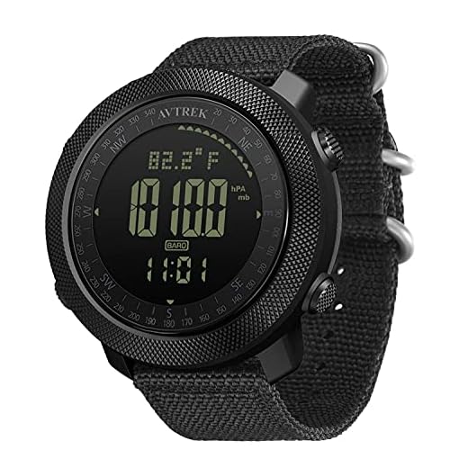 AVTREK Reloj táctico de Supervivencia para Hombres, Ideal para Actividades al Aire Libre como Senderismo, natación y ejército. Cuenta con altímetro, barómetro y brújula Digital