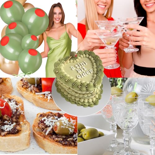 Image of Gejoy 75 Pcs Martini Theme Party Balloons Decorations 12 10 5 Inch Olive Green Balloons Garland for Women Martini Bar Singles Birthday Wedding Baby Shower Bridal Weenies and Tinies Party Supplies