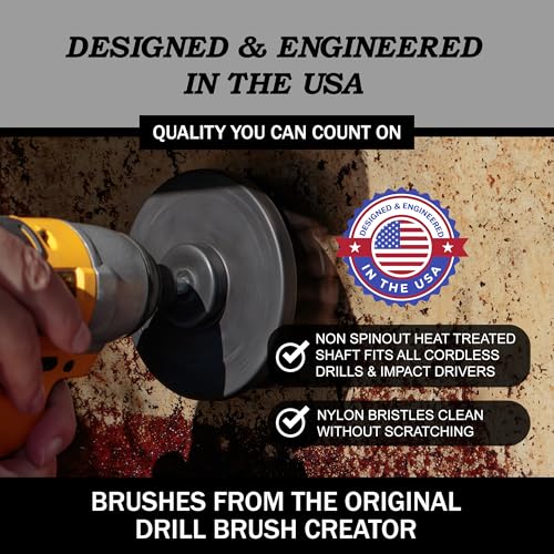 Image of Cleaning Accessories Industrial Brushes - Baked on Food, Electric Smoker, Drill Brush Attachments for Stain and Rust Remover - BBQ Cleaning Kit Water Calcium Mineral | Electric Grill Brush for Drill
