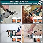 1-1/4 Inch SDS-Plus 13 Amp Heavy Duty Rotary Hammer Drill with Safety Clutch 4 Functions and Variable Speed, Including Chisels and Drill Bits - Image 3