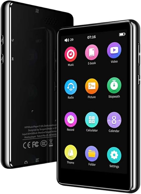 Mp3 player with bluetooth 5.0,Tengsen 4.0 inch Full TouchScreen HD Video Mp4 music Player with Speaker, 16GB Portable HiFi Sound with Bluetooth, FM Radio, Voice Recorder, E-book, Sport pedometer