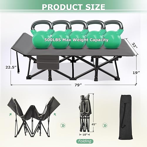 image for Suteck Camping Cot, 32In XXL Folding Camping Cot Heavy Duty Sleeping B