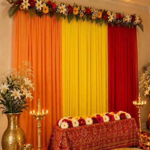 Image of SpecialYou Ganpati Decoration Setup for Home, Backdrop Cloth for Decorations Pooja, Back Drop Curtain for Decorations, Wall Decor Items for Living Room, Ganpati Decoration Item- 6 Pcs