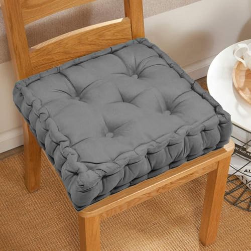 Image of PrettyKrafts Cotton Chair Pad | Chair Cushion Pad | Chair Cushion | Soft & Comfortable Sitting | Chair Cushion Pad for Sitting (40x40x8cm, Grey Large)