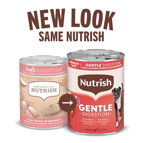 Image of Nutrish Gentle Digestion Premium Pate Wet Dog Food,Real Chicken,Pumpkin & Salmon Recipe,13 oz. Can,(Rachael Ray),(Pack of 24)