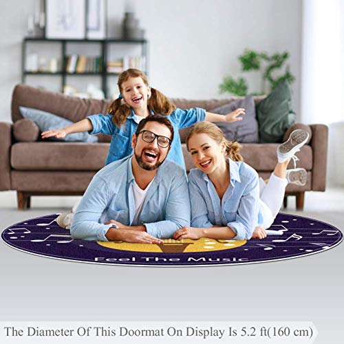 Tapis rond salon multicolore 120cm en tissu polyester résistant - 5