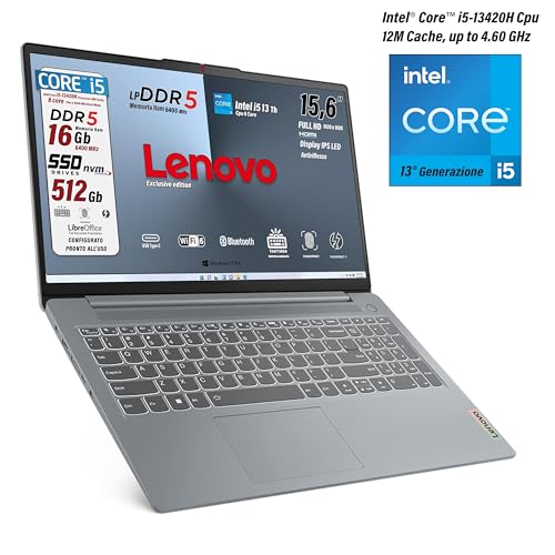 pc portatile Notebook, i5 13420H 13th, DDR5 16Gb, Display IPS FHD 15,6", SSD 512 Gb, Wi-Fi, Bt, USB Thunderbolt, Tastiera retroilluminata, fingeprint integrato, Win11 Pro, Pronto all'Uso - RAM - Immagine 1
