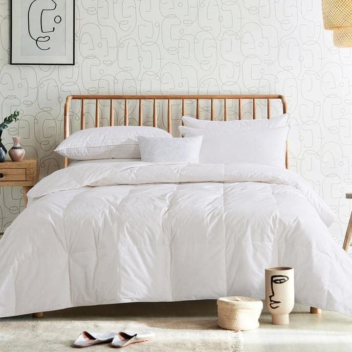Cosybay Feather Comforter Filled with Feather & Down - Lightweight White Full Size Duvet Insert- Luxurious Hotel Bedding Comforters with 100% Cotton Cover - Full 82 x 86 Inch