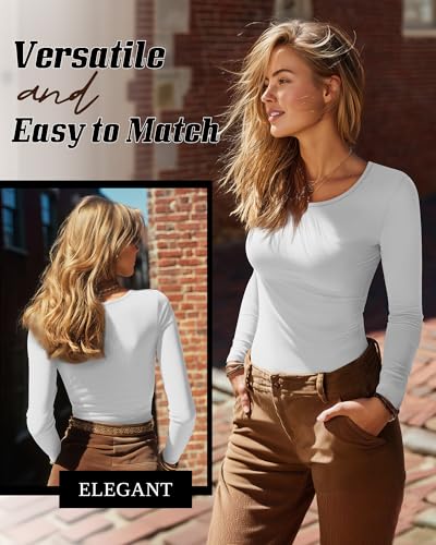 Riyiper 3 Pack Women's Long Sleeve Shirts Cotton Scoop Neck Tight Slim Fit Tops Casual Stretchy Basic Tee 2025 Fall Layer4