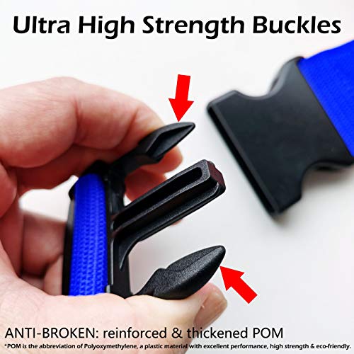 Tranvers Heavy Duty Luggage Straps For Suitcases/Uprights/Duffels/Bags, 79” Adjustable Travel Packing Belts For Cargo Safety, Suitcase Strap Belt With Luggage Id Label, 2-Pack Blue #TOP5