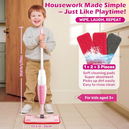 image for Dreamon Kids Spray Mop - Real Working Toddler Cleaning Set with Water 