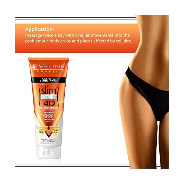 Eveline Slim Extreme 4D Liposuction Body Serum, Firming Body Lotion for Women and Men and Body Sculpting Cellulite Workout Cream