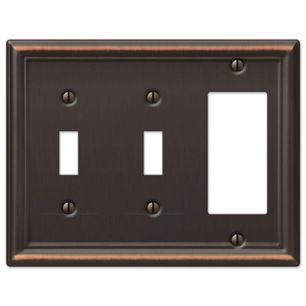 Amerelle 149TTRDB Chelsea Wallplate, 2 Toggle / 1 Rocker, Steel, Aged Bronze, 1-Pack