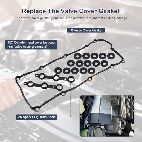 Image of 11121703342 Valve Cover Gasket Set Fits for 1996-1998 BMW 323i 328i 328is 528i M3