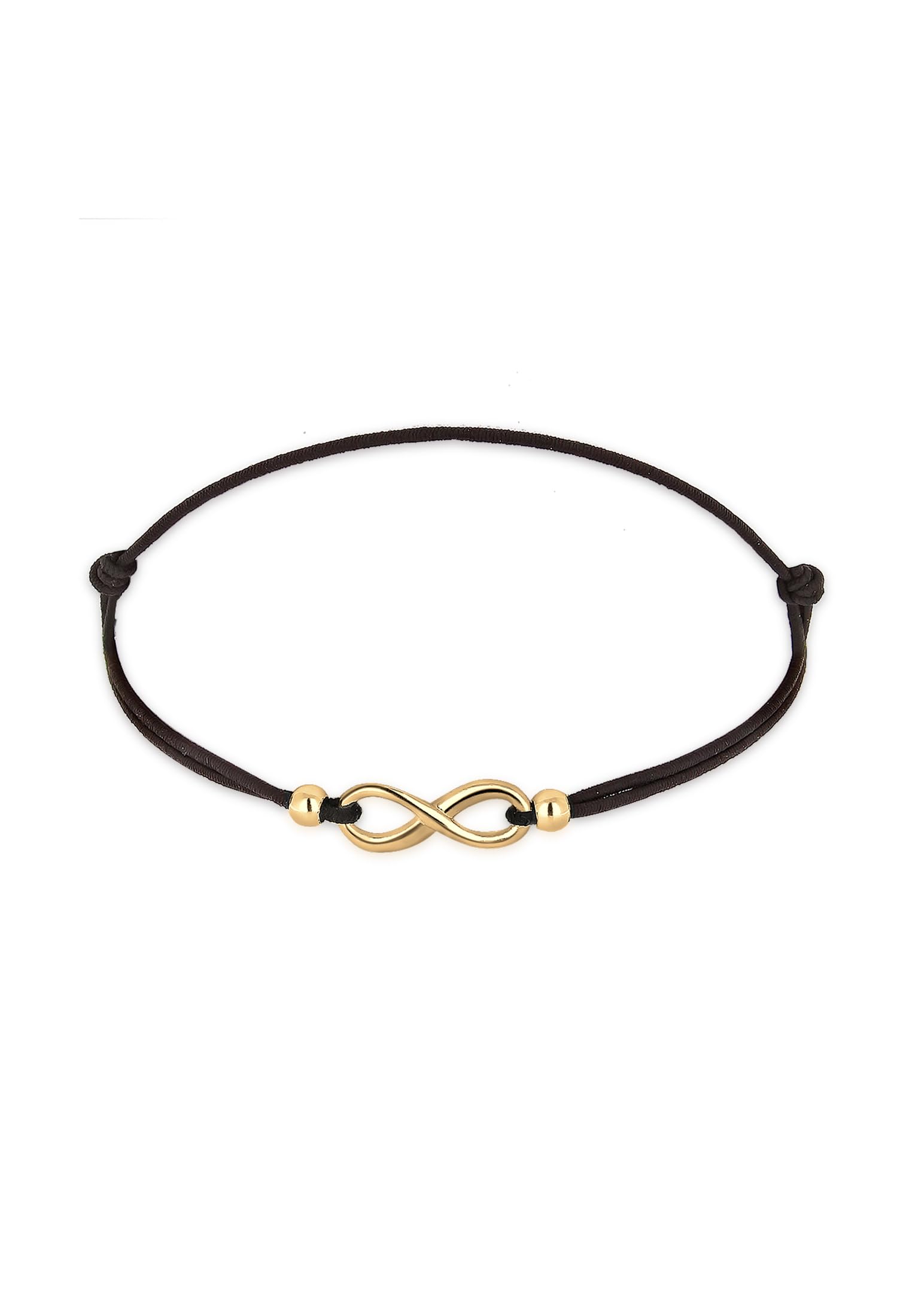 Elli Women's 925 Sterling Silver Rose Gold Plated Infinity Rubber Band Adjustable Bracelet - 17cm length