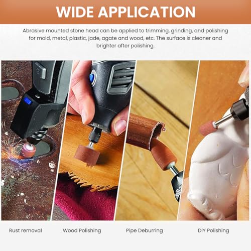Image of Serplex 42Pcs Sanding Bits for Dremel Rotary Tool, Grinding Stone Bits with 1 /8 inch Shank, 3 Types Abrasive Bit, Sanding Drill Bit for Metal Rust Removal Polishing Smoothing Sharpening