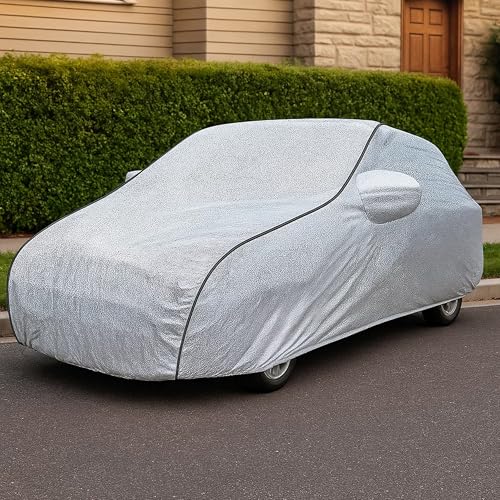 Image of Sulfar 100% Waterproof Car Body Cover Compatible with Mirror for Volkswagen Beetle (Triple Stitched, Full Bottom Elastic, Magic Silver with Black Piping)