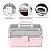 12.9in Three-Layer Multipurpose Storage Box with Handle Portable Tackle Box Folding Art & Craft Case Sewing Supplies Organizer for Makeup, Medicine, Nail, Hair Accessories (Haze Green) #4