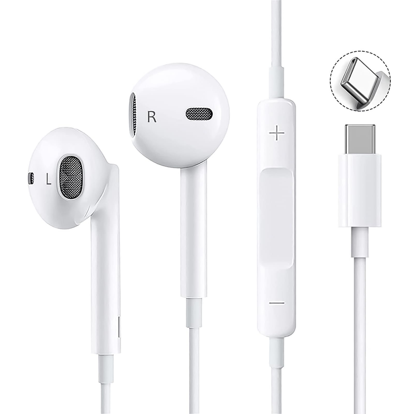 Sltheタイプc イヤホン Type-C 【2023新版】イヤホン 有線 HIFI音質 音量調節 重低音 ノイズキャンセリング マイク付き 通話可能 ハイレゾ クリア通話 ステレオイヤフォン ヘッドホン Type Cインターフェース使用 iPhone 15/iPad/AQUOS/Xperia/Galaxy/arrows/OPPO/Google 対応