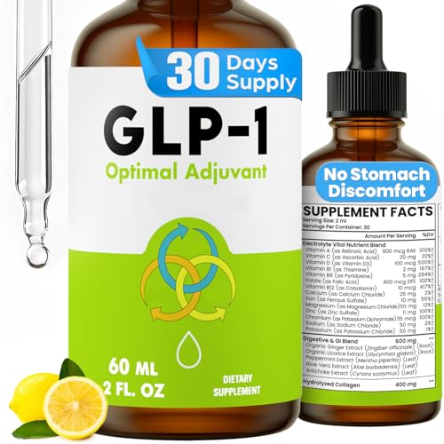 Steblowlly GLP-1, GLP-1 Drops - No Stomach Discomfort, 27 in 1 GLP 1 Targeted Formula for Nutrient Absorption, Digestive & Gut Health, GLP 1 Drops 6X Stronger Than GLP Capsule, 60 ML(Lemon Flavor)