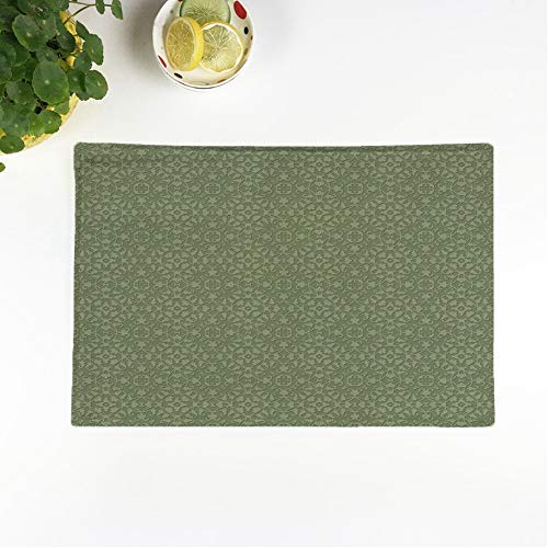 rouihot Set of 6 Placemats Sage Green Damask Pattern Antique Baroque Beautiful Beauty Brocade Non-Slip Doily Place Mat for Dining Kitchen Table