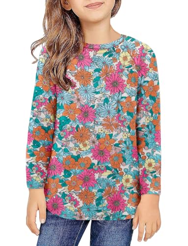 storeofbaby Girls Casual Long Sleeve Shirts Round Neck Tops Loose Fit Tunic Blouses2