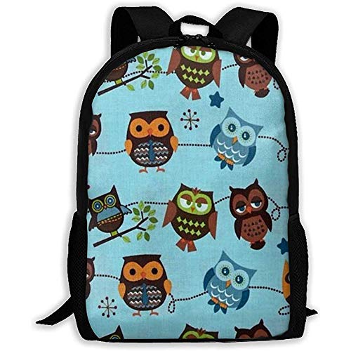 Mochila Escolar de Tela de Franela de búho Azul para Mujer de Viaje de Lona