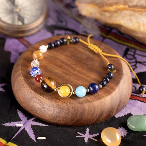 Image of Phool Celestial Cosmic Energy Rakhi for Brother | 9 Natural Stone Beads with Tiger Eye, Lapis Lazuli, Amazonite & Crystal Quartz | Spiritual Rakhi for Brother | Raksha Bandhan Gift