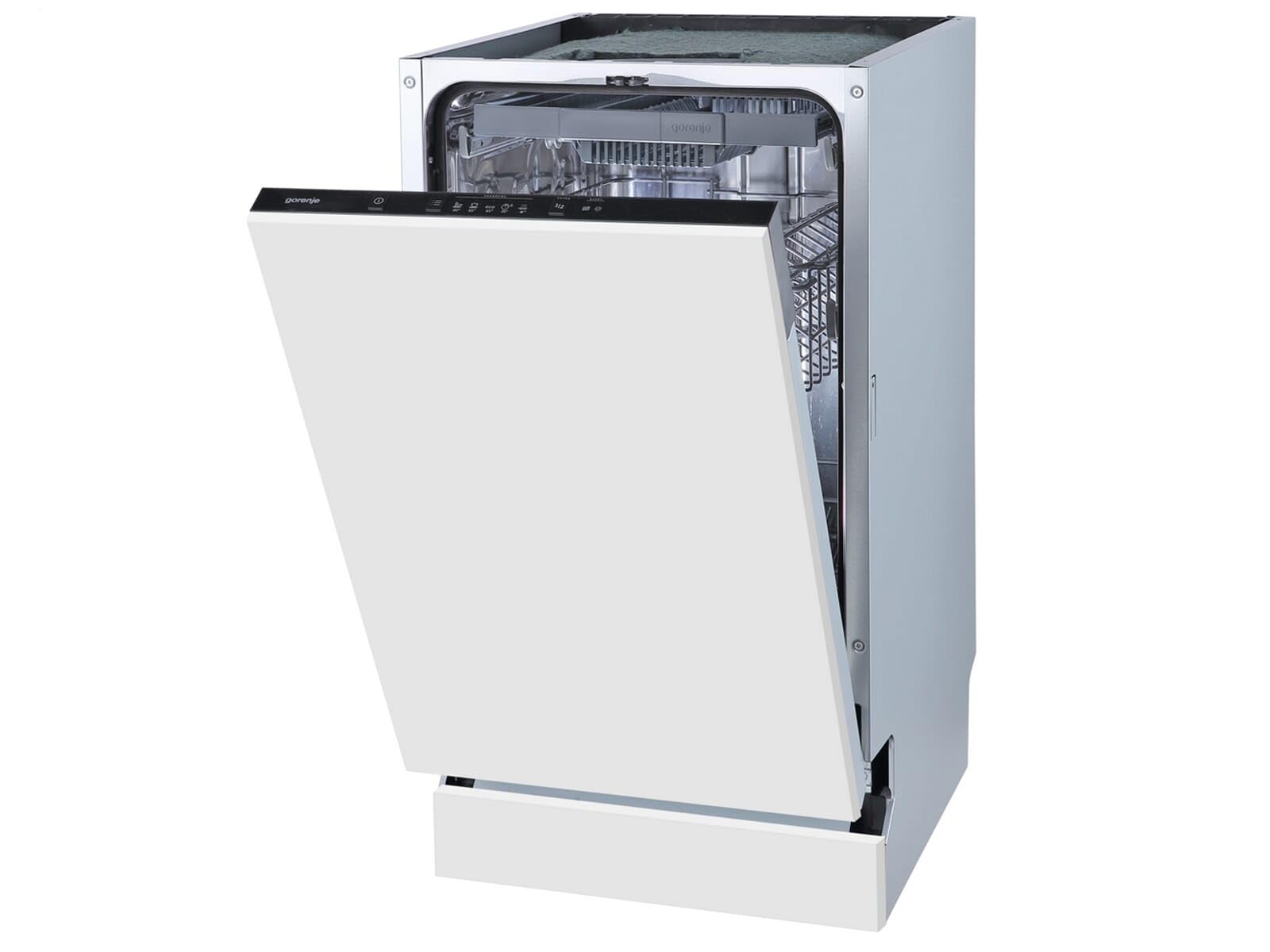 Gorenje GV 520 E10 - Lavastoviglie completamente integrabile, 45 cm, 11 controsoffitto, 3 cestini, 5 programmi, cestello superiore regolabile in altezza, protezione completa da troppopieno, integrato,