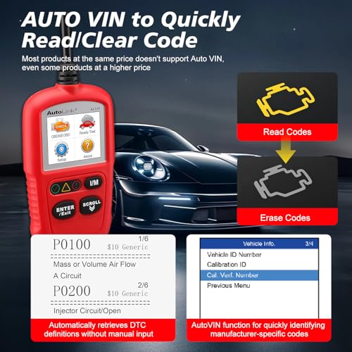Autel OBD2 Scanner AL329, Upgraded AutoLink AL319, Auto VIN, Check-Engine-Light Code Reader, MIL Reset, One-Click I/M Readiness, CAN Car Diagnostic Scan Tool, for All OBD II Vehicles After 1996 - Image 4