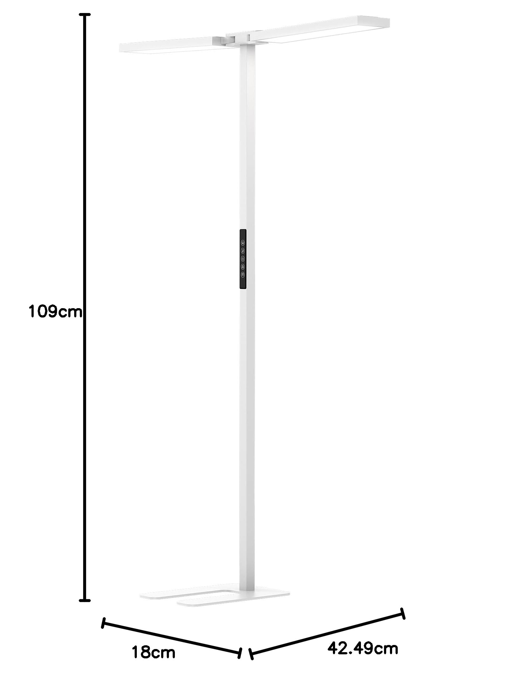 SOLLA Augenpflege Einstellbarer Kopf LED Stehlampe Büro Tageslicht, Bürolampe Stehlampe Uplight und Downlight, 80W+40W-UGR≤16,Geeignet fürBüros, Bibliotheken, Kinderzimmer, Konferenzräume-Weiß