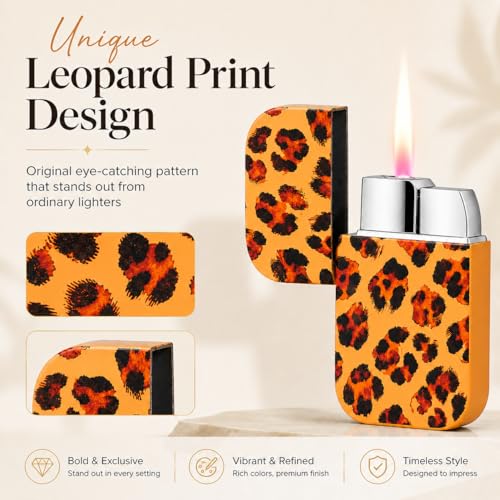 Encendedor con llama rosa y diseño de leopardo miniatura 2