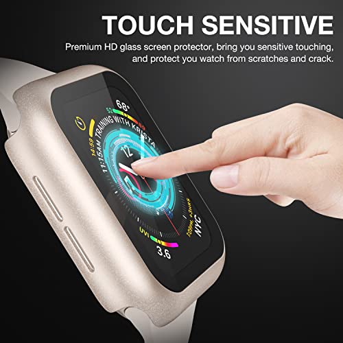 Image of Case Compatible with Apple Watch 38MM Series 3 /2 /1 / with Built-in Tempered Glass Screen Protector, All-Around Ultra-Thin Bumper Full Cover Hard PC Protective Case for iWatch
