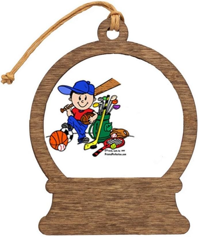 PrintedPerfection.com Personalized Future Athlete - Male Wooden Snow Globe Shaped Christmas Ornament