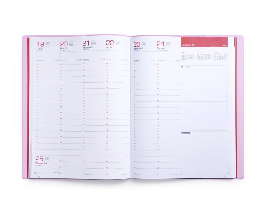 Agenda Semainier Oxford MODE Civil 2026 - Format A4 (21x29.7 Cm) Spiralé, Couverture Souple Rose - Compatible Appli SCRIBZEE - 13