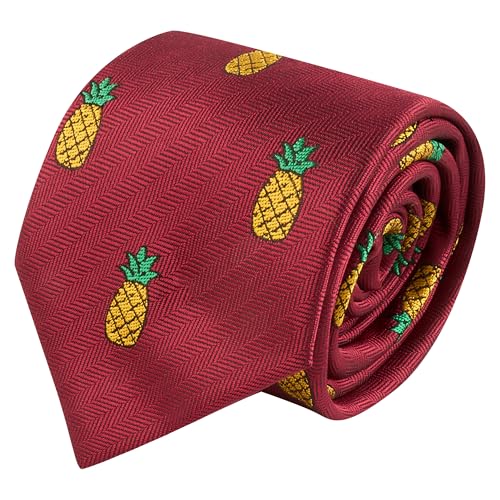 Cravate Ananas brodée King & Priory bordeaux idéale pour un mariage chic