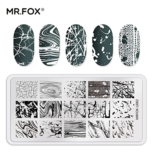 Mrfox 5 Pcs Nail Plates Stamping Set Marbled Punk Spider Web Heart Star Theme Leaf Nail Art Diy Stamping Template #TOP3