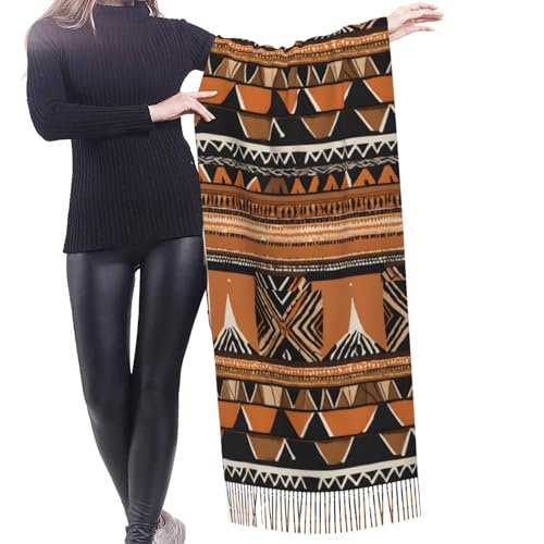 African Mud Cloth Tribal Soft Ladies' Scarves In Winter,Oversized Scarves,Fashionable Long Shawl Scarves2