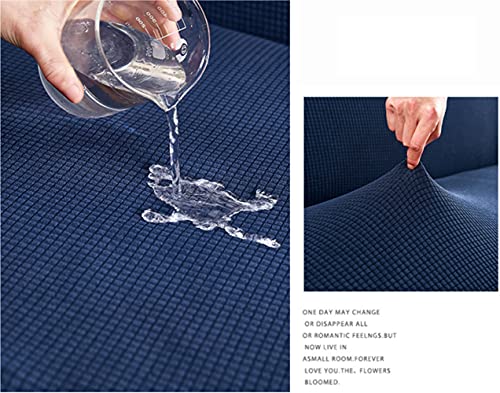 Housse de canapé imperméable en jacquard extensible bleu marine - 4