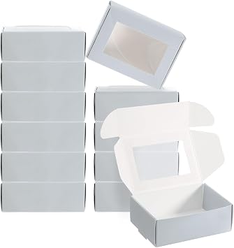 PATIKIL 3.3x2.4x1.2" Paper Soap Box with Window, 20 Pack Homemade Soap Boxes Rectangle Presents Packaging Boxes for Birthday Christmas DIY Craft, Silver