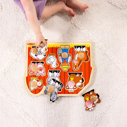 melissa amp doug farm animals jumbo knob puzzle wooden peg puzzle for toddlers educational toy for shape recognition and fine motor skills ages 1