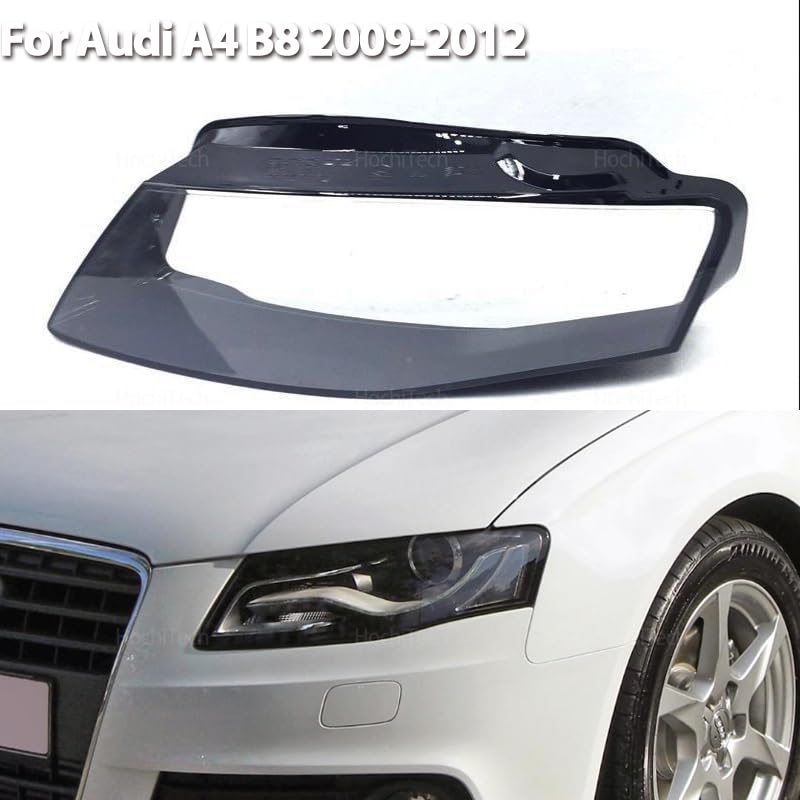Coperchio per Lente di Faro,Copriobiettivo per Far Uso adatto per Audi A4 B8 2009-2012 fari anteriori in vetro trasparente, mascherina Uso adatto per paralume, copertura Uso adatto per fari anteriori